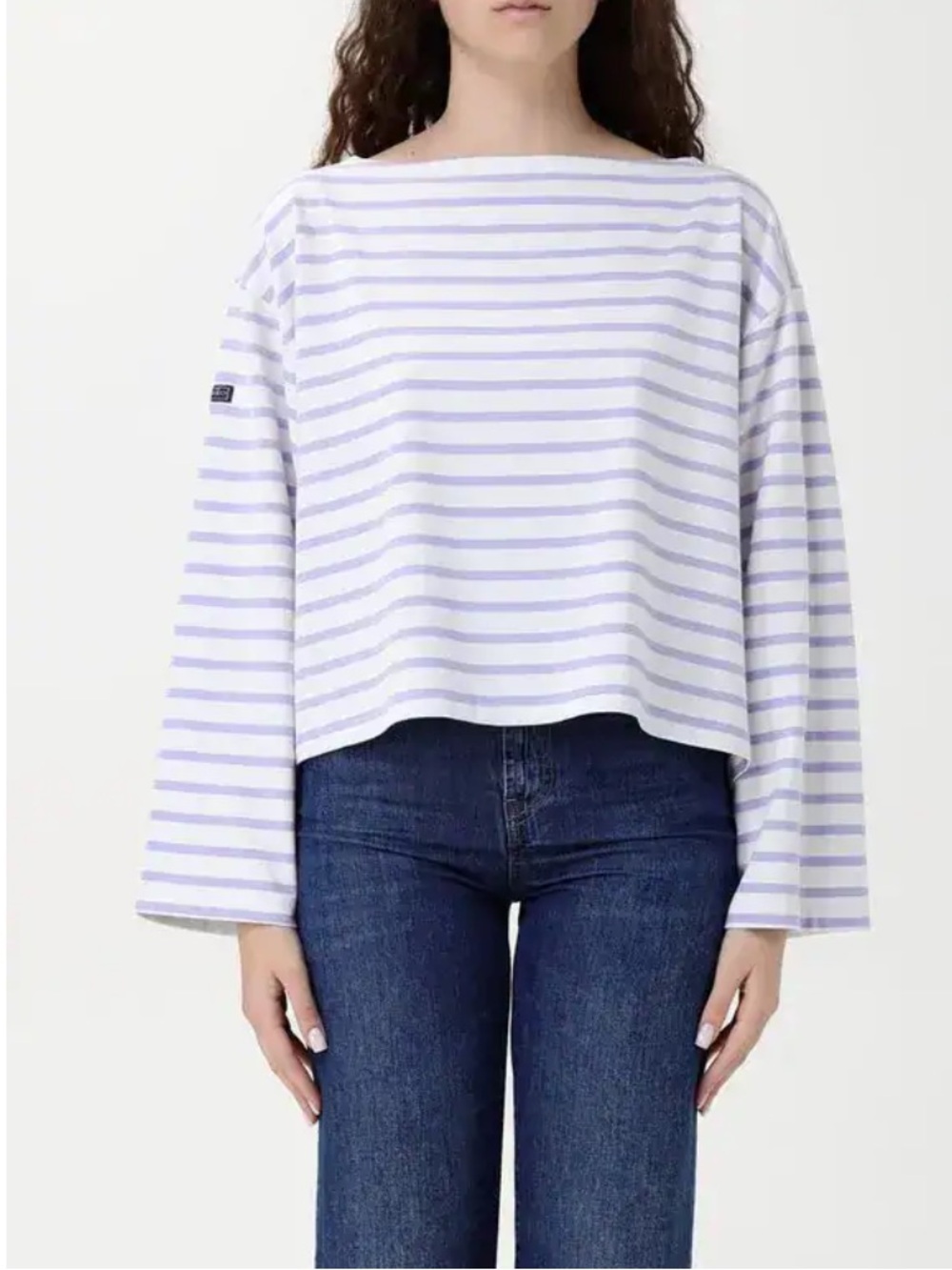 Polo Ralph Lauren striped boatneck mariner tee sky lavender/deckwash white S